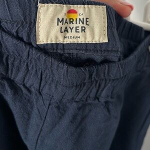 Marine Layer Navy Linen Pants, Tulip Hem